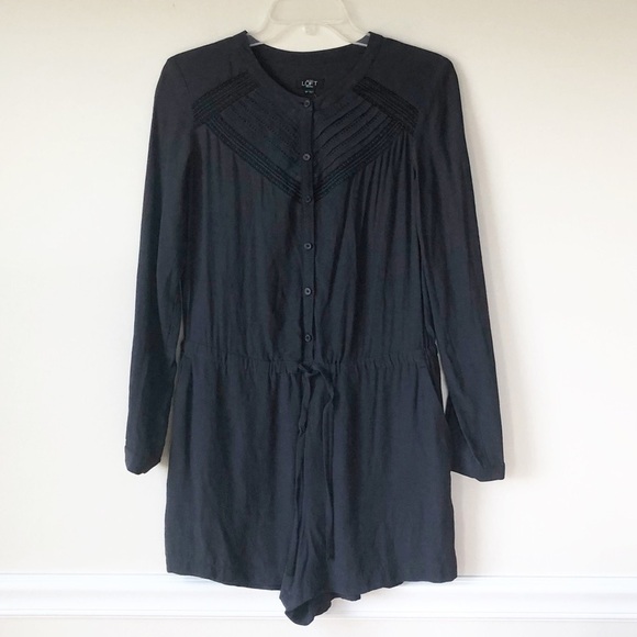 LOFT Lacey Long Sleeve Drawstring Romper NWT - Picture 4 of 14